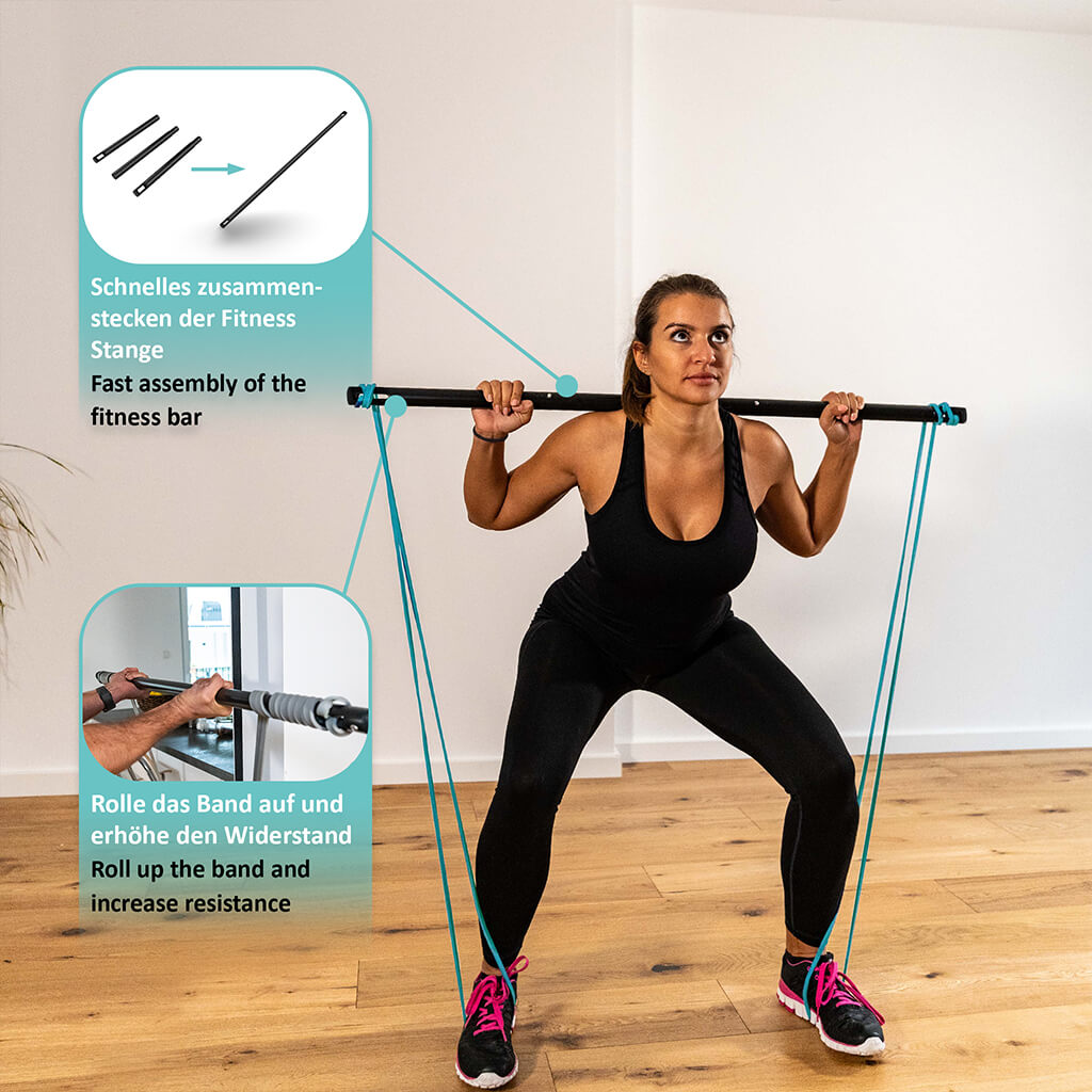 Fitness Stange für Widerstandsbänder und FREESIXD
