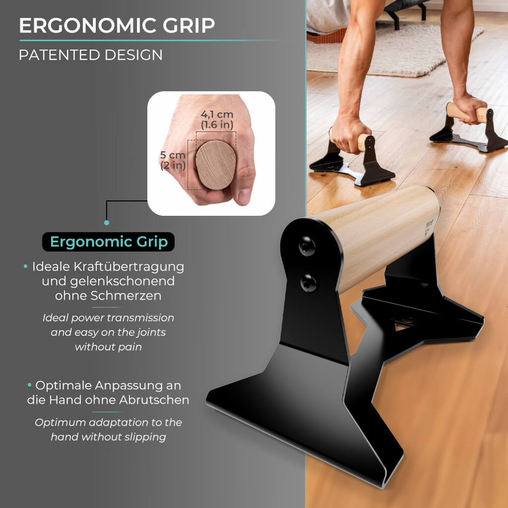 [B-Ware] Liegestützgriffe aus Holz mit ergonomischem Griff