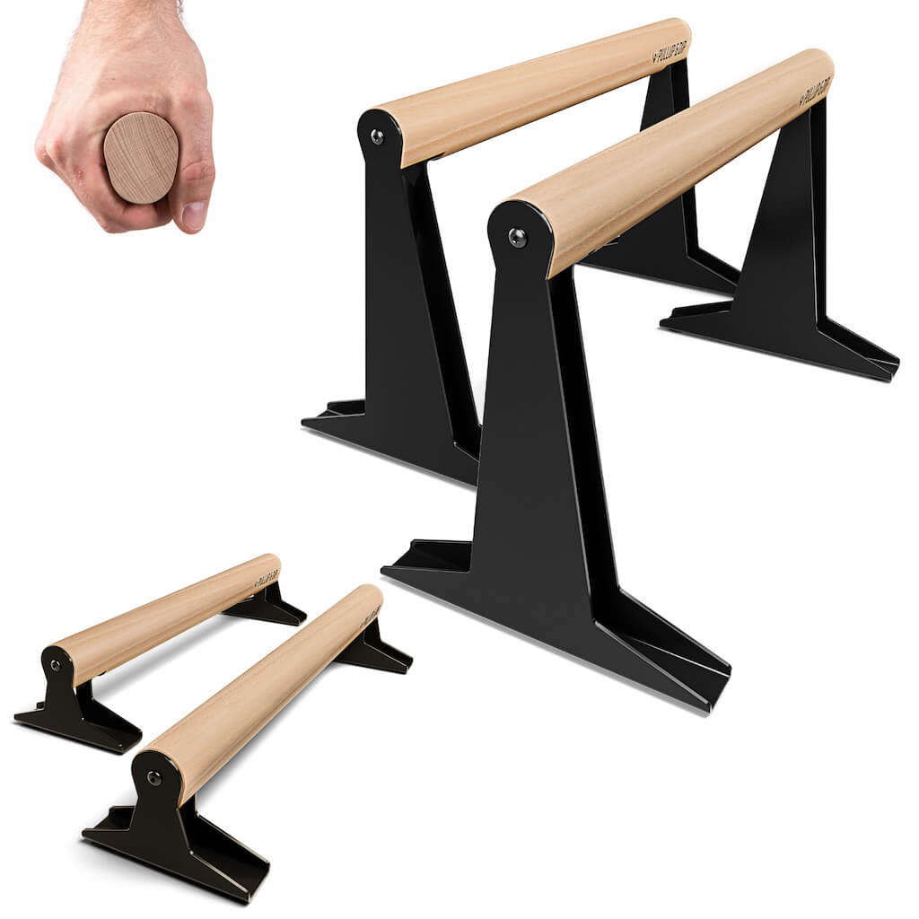 Holz Parallettes mit ergonomischem Holzgriff