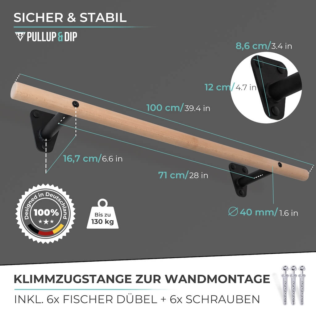 Holz Klimmzugstange & Turnringe Set