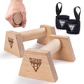 Holz Liegestützgriffe inkl. Wrist Wraps